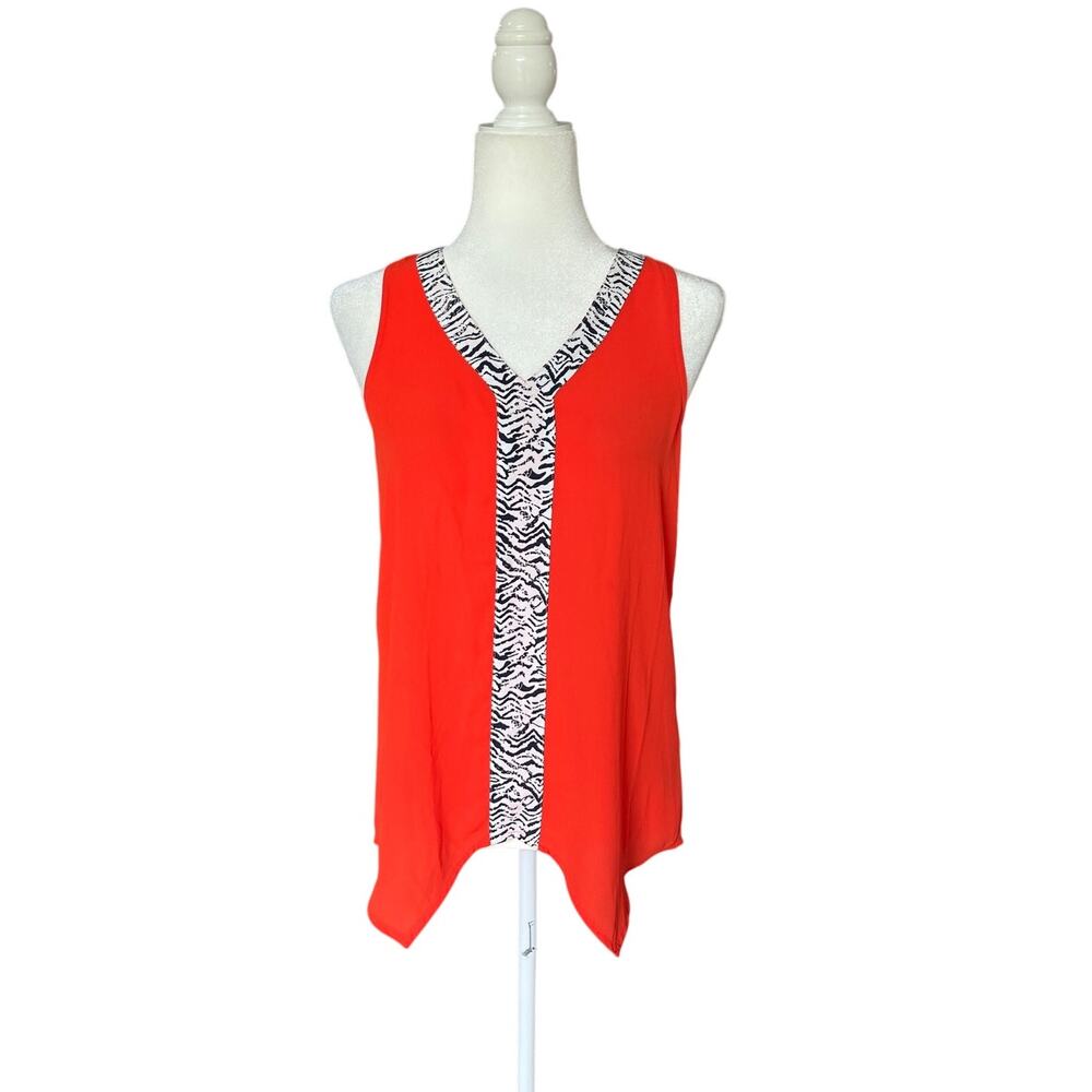 Le Sample Stitch Fix Sleeveless V-Neck Racerback Top Size M Orange, White, Black